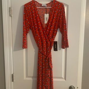 Leota Red Martini Dot faux wrap dress